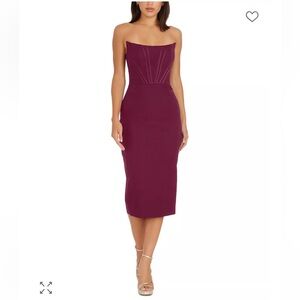 Dress the Population Strapless Burgundy Dress